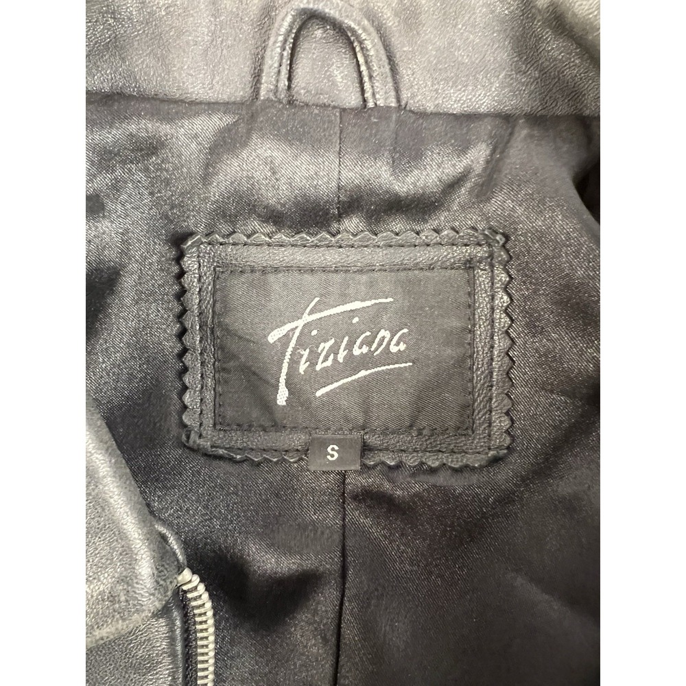 Triziana SZ S Women's Black 100% Leather Moto Jacket 90's Vintage Grunge - Picture 4 of 9